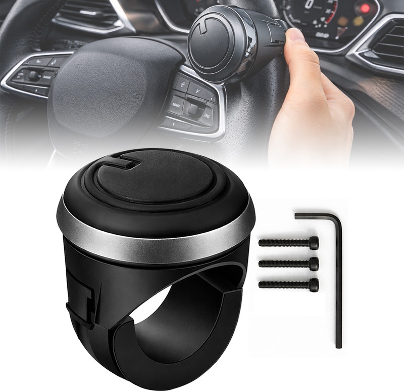 OBEROI'S TRADERS Universal Power Steering Spinner Knob | Mini Body Handle Grip Car Steering Knob(Black)