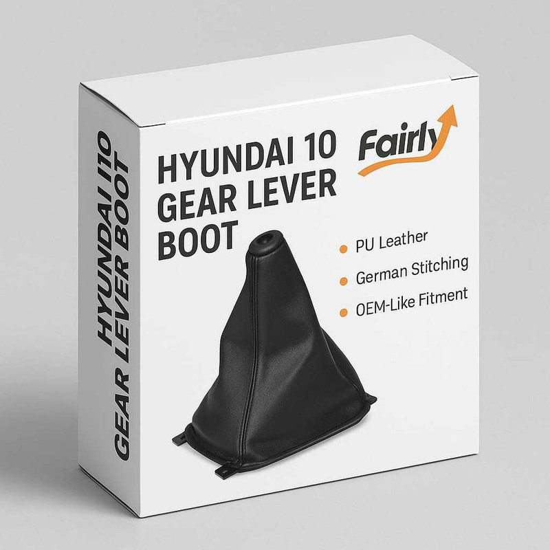 Fairly Fairly Hyundai i10 Gear Lever Boot – Premium PU Leather Gear cover – OEM Fit Gear Knob(Black)