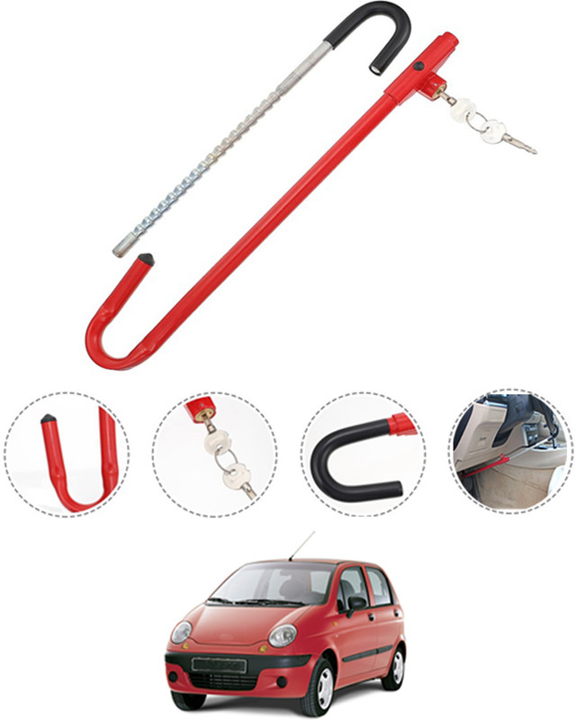 monolive Red/Black Anti-Theft Heavy duty Steering Brake Padel Lock For Vehicle-184 Gear Lock(Stainless Steel)