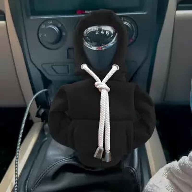 Air Wink CAR Gear Hoodie, Universal Gear Knob Cover, Sweatr Hoodie for Gear Shifter Black Gear Shift Collar