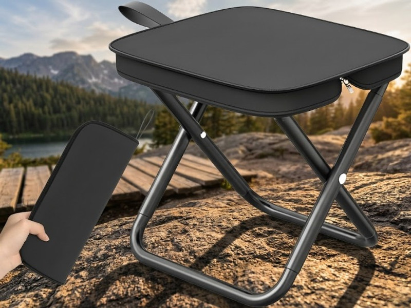 shivastride enterprise Compact Foldable Stool Chair for Camping Travel Picnic Lightweight Design Chair(Black)