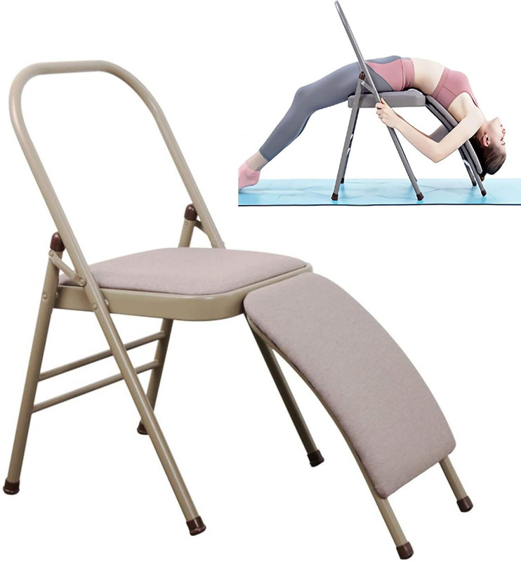 metreno Yoga Chair for Flexibility and Balance Folding Meditation Chair for Seniors Pilates Chair(Grey)