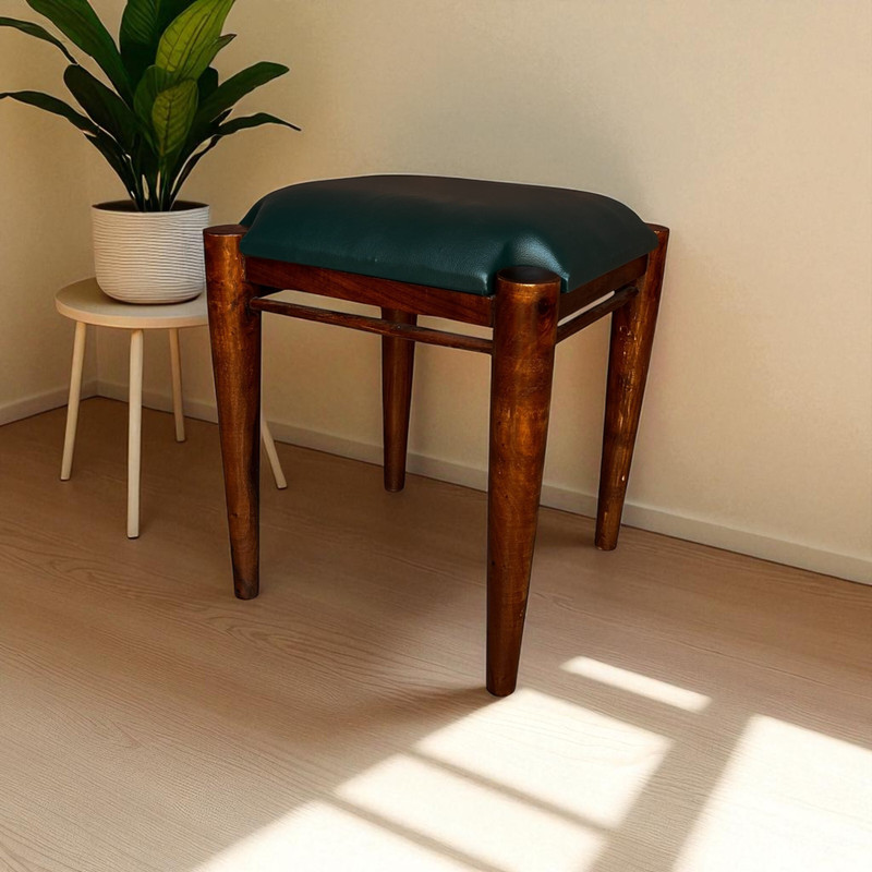 devendra art and craft wooden stool Chair(Brown, Green, nature)