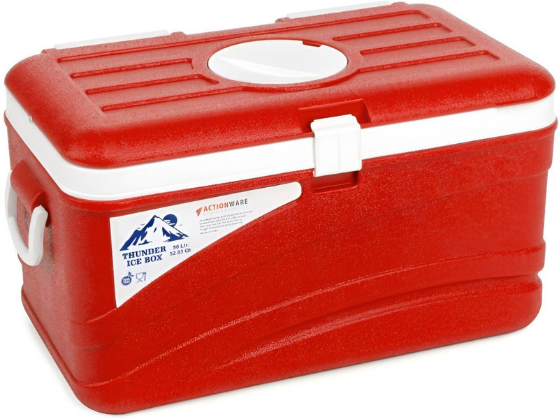 ACTIONWARE Thunder Insulated Chiller Ice Box | Large Capacity Cooler | With Vent Lid ICE BOX(Red, 50 L)