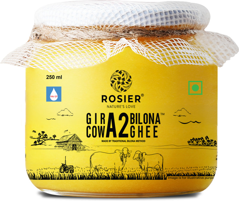ROSIER A2 Gir Cow Ghee 250ml Traditional Bilona Method A2 Ghee Pure & Healthy Desi Ghee Ghee Glass Bottle(250 ml)