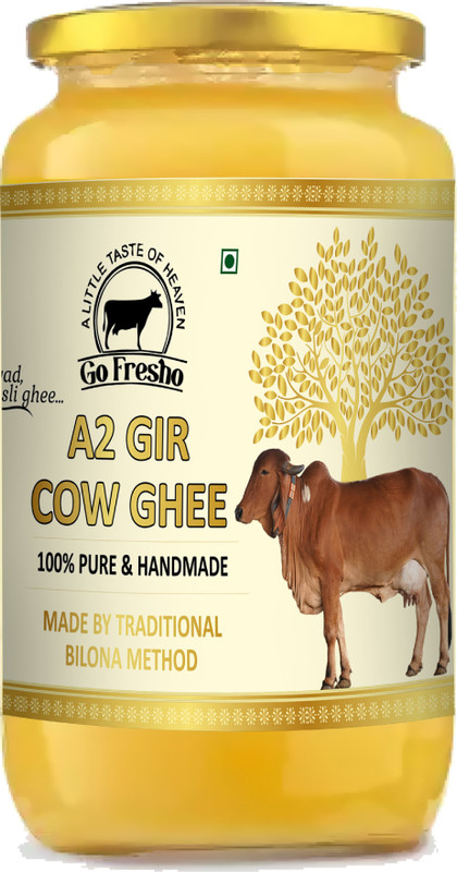 Go Fresho A2 Gir Cow ghee | Gir Cow Ghee | Pure desi ghee|Curd-Churned | Bilona Ghee Ghee Glass Bottle(1000 g)