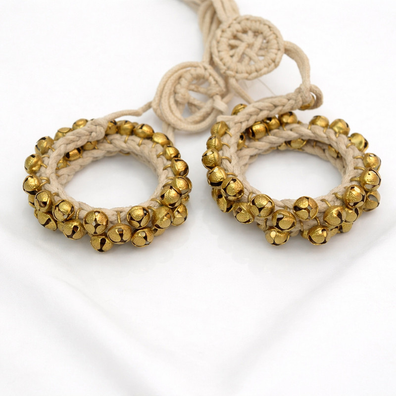 Aalayam Dhvani Brass Ghungroo Payal 25+25 Ghungroo Bells(50 Pieces, 0.7 inch)