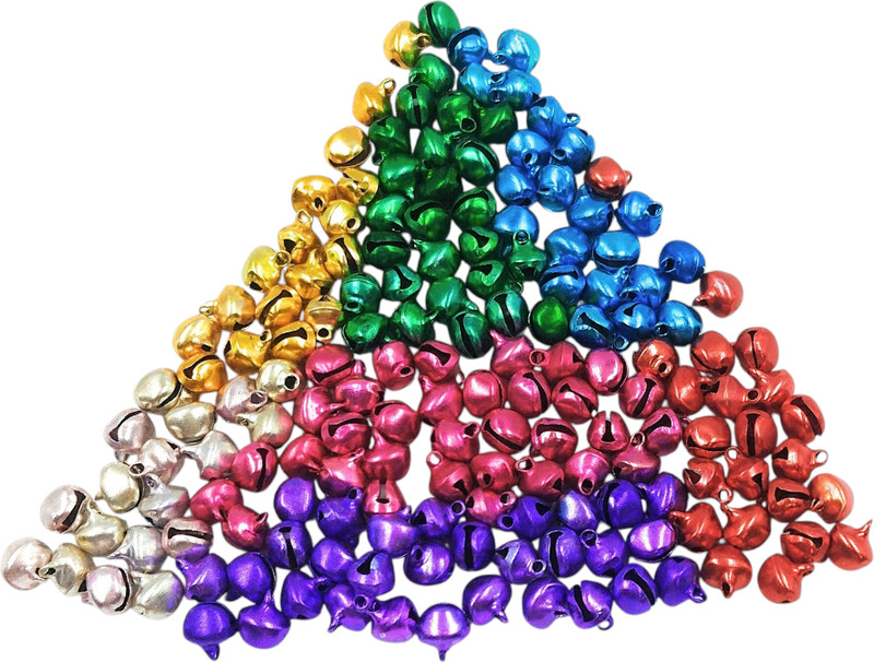 Key Era jingle Bell 6Mm Rainbow Glossy Mix Color Ghungroo Bells(200 Pieces, 0.23 inch)