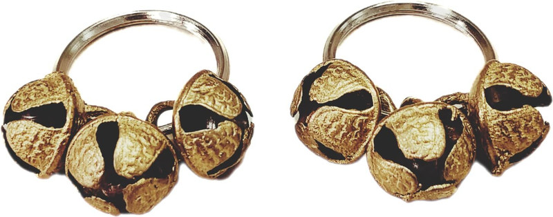 MILLENSIUM 2pc Brass Ghungroo Kadi Fingers for Puja Aarti Hand Clapping Ring Pooja Bhajan Kartal Instrument