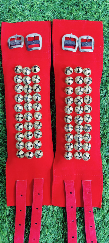 SKSM METALS Premium brass Ghungroo 3 line Velvet pad with belt 30-30 bells Ghungroo Bells(60 Pieces, 2 inch)