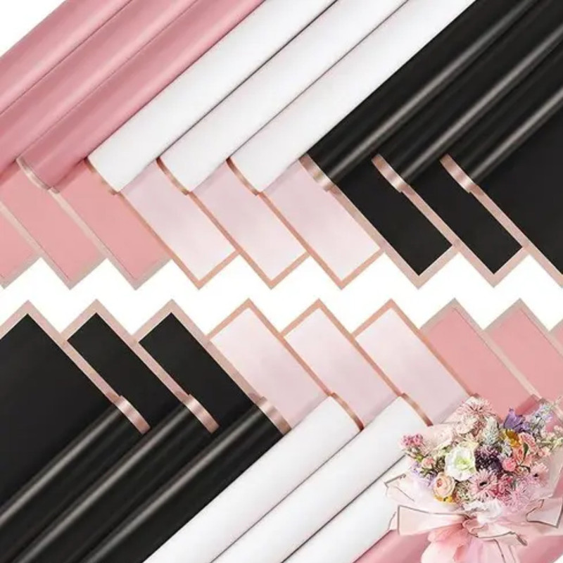 Qroof 10 Pcs Multi Black Pink White Bouquet Gift Wrapping Paper PAPER Gift Wrapper(White, Black, Pink)