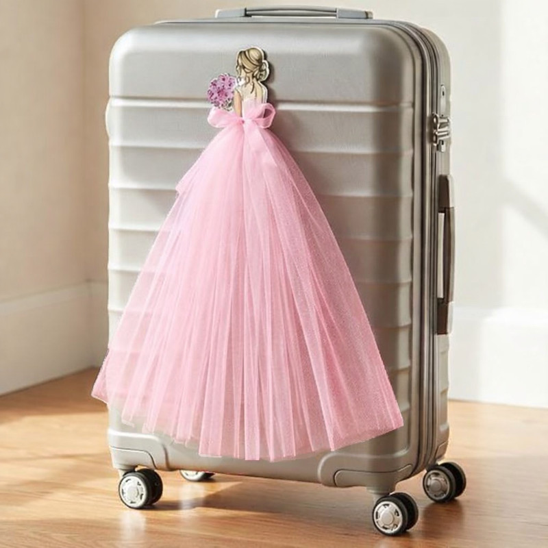 ks sapna Bride Gown Style Decorative Doll for Gift Wrapping 2pcs | Suitcase Decor BRIDE GOWN DOLL Net Gift Wrapper(Pink)