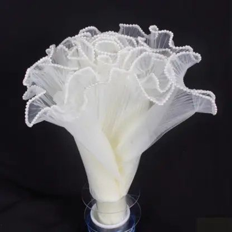 Dhurviflora Korean 4 Yard Pearl Wrinkled Wavy Net Yarn Flower Wrapping Mesh Paper Flower Net Yarn Gift Wrapper(White)