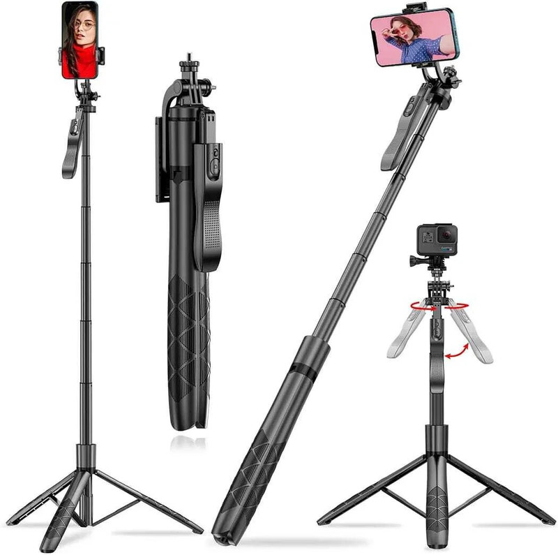 EVAAENTERPRISES L16 Selfie Stick Tripod (4in1) 5.8 Feet Long with Stable Handle Extendable Stand Single Gimbal for Mobile(500g)