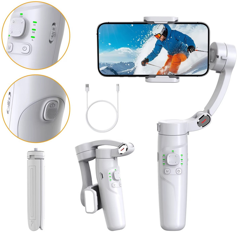 CAMVY M1 Phone Gimbal Stabilizer Mobile Video, Selfie Stick Tripod, Vlog Gear 3 Axis Gimbal for Mobile(Mobile)