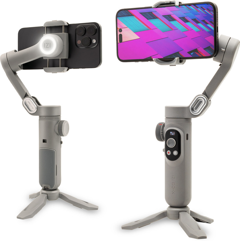 IZI GO-X Smartphone Handheld Gimbal 3-Axis Stabilizer OLED display LED Fill Light 3 Axis Gimbal for Mobile(310 Grams)