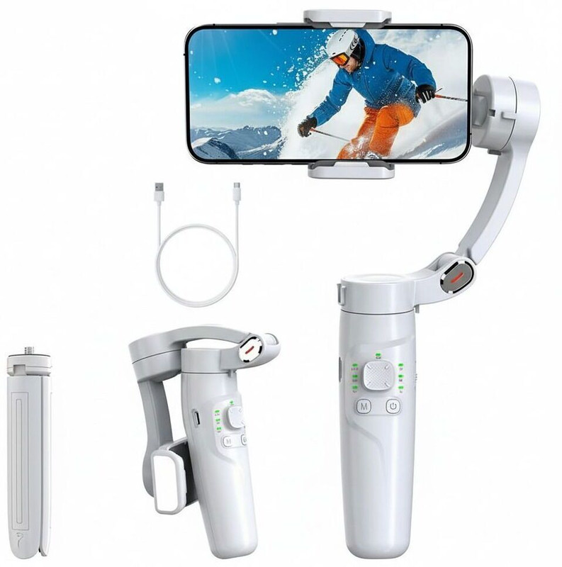 Fitpro M1 Anti Shake Foldable 3 Axis Smartphone Gimbal Stabilizer Support Face Tracking 3 Axis Gimbal for Mobile(Up to 300 grams)
