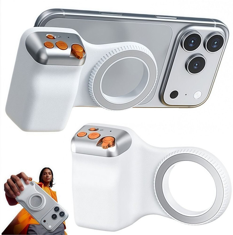 TECHPANDA Magnetic Bluetooth Selfie Grip: Ergonomischer Kameragriff für iPhone & Android Single Gimbal for Mobile(300)