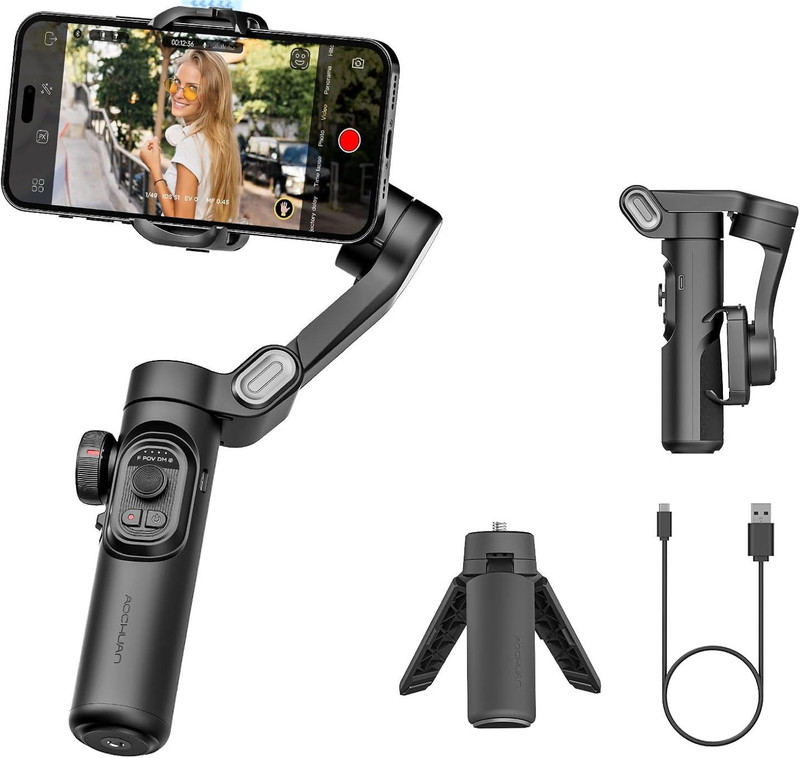 Ezerio TOKQI M02 Stabilizer Intelligent Target Tracking Camera Face Tracking 3 Axis Gimbal for Mobile(280g)