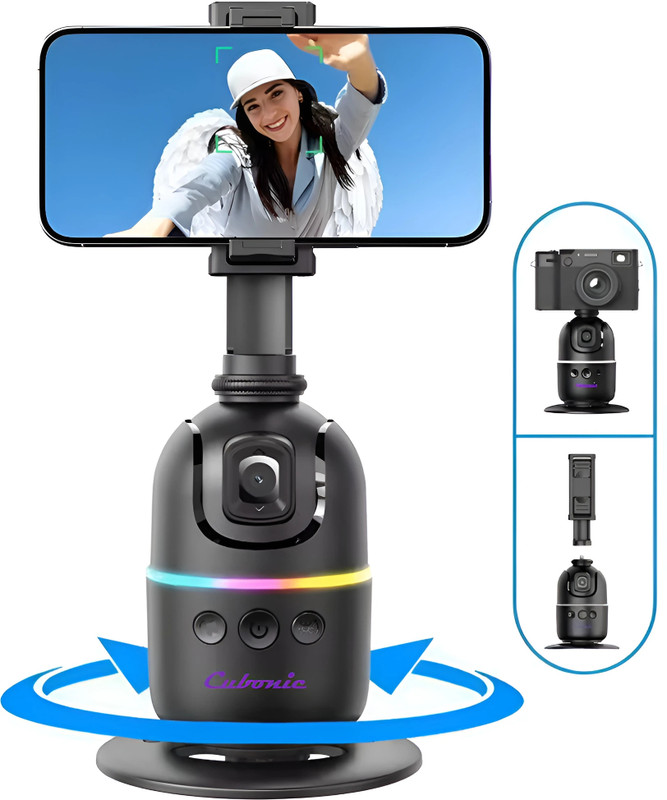 Cubonic SnapNMove P03 HandsFree Vlogging No App with AI 360° Auto Face Detection 2 Axis Gimbal for Mobile, Camera(250g)
