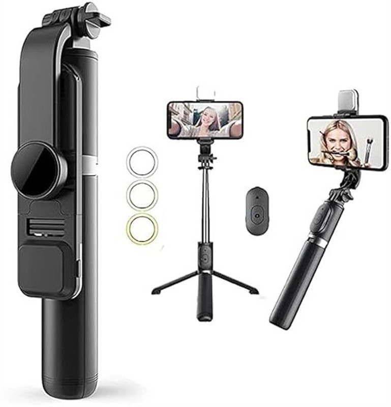 PRANCING UNICORN Selfie Stick with LED Fill Light with Bluetooth Wireless Remote & 270°Rotation 2 Axis Gimbal for Mobile(350 Gm)