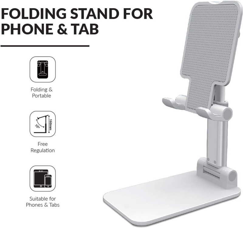 WHISTLE9 Premium Smart Foldable Mobile Stand for Table and Bed, Height Adjustable Universal Phone Holder for All Smartphones & Tablet Single Gimbal for Mobile(250)