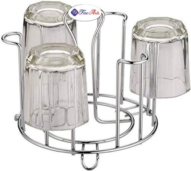 FineArts Stainless Steel 6 Slots Glass Holder Stainless Steel Glass Holder