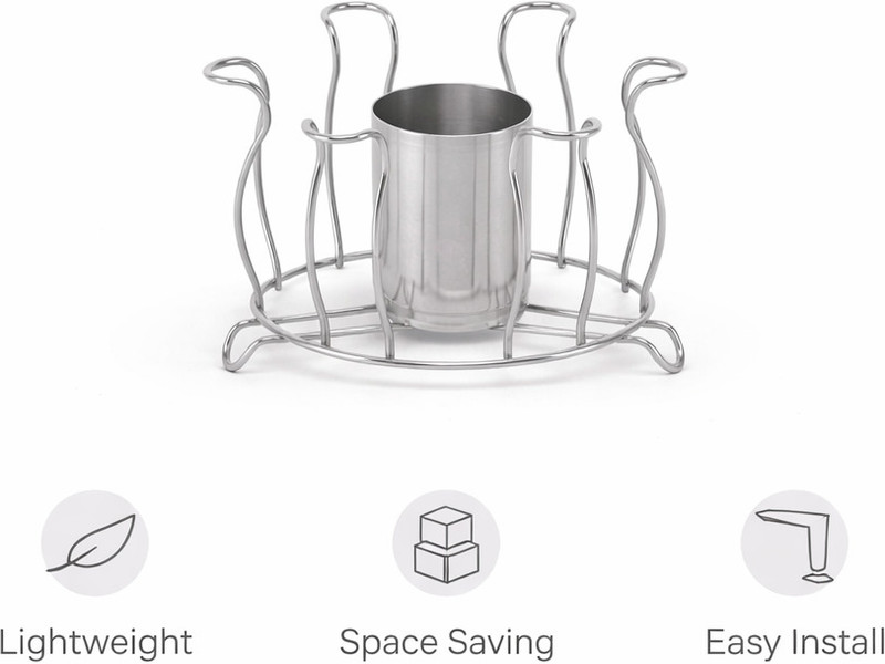 ShopKhodal Steel Lotus Glass and Spoon Holder /Cutlery Glass Stand Steel Glass Holder Stainless Steel Glass Holder