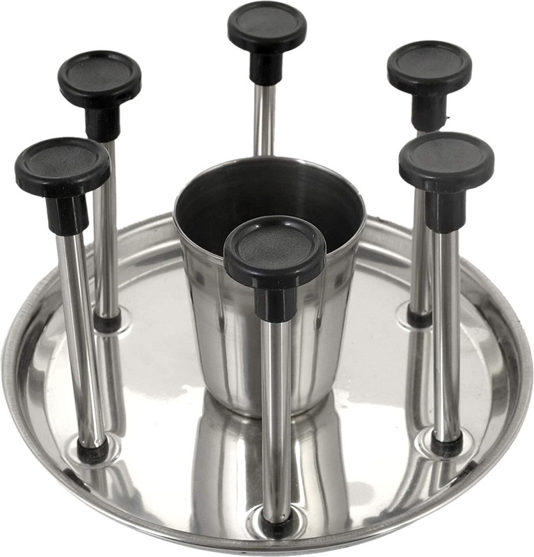 KUBER INDUSTRIES Stainless Steel Glass Holder & Spoon Organizer (Silver) Stainless Steel Glass Holder