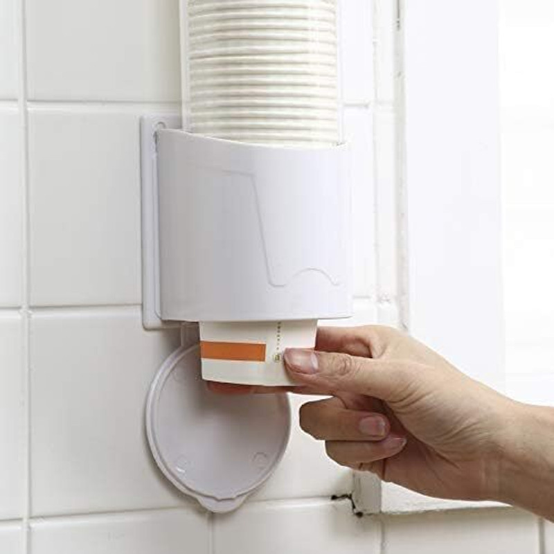 nunki trend Glass Dispenser Holder | Disposable Cup Holder Organizer | Sticker or Screw wall Plastic Glass Holder