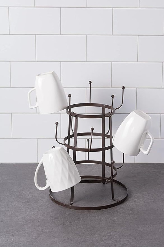 Indian Decor 38472 Modern 3 Tier Countertop or Pantry Vintage Metal Wire Tree Stand Iron Glass Holder