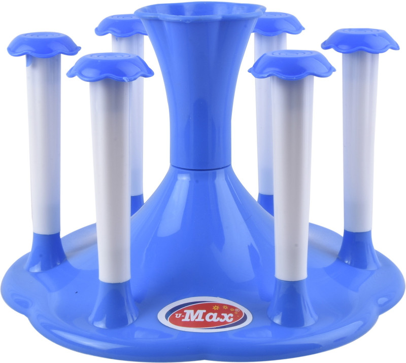 Umax Plastic Glass Stand Holder – 6 Glass Capacity, Durable, Easy to Clean – Brown Plastic Glass Holder