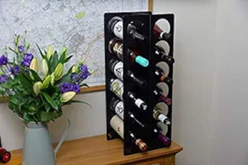 Indian Decor 31050 Metal Wine Rack Storage for 6 Bottles Iron Glass Holder