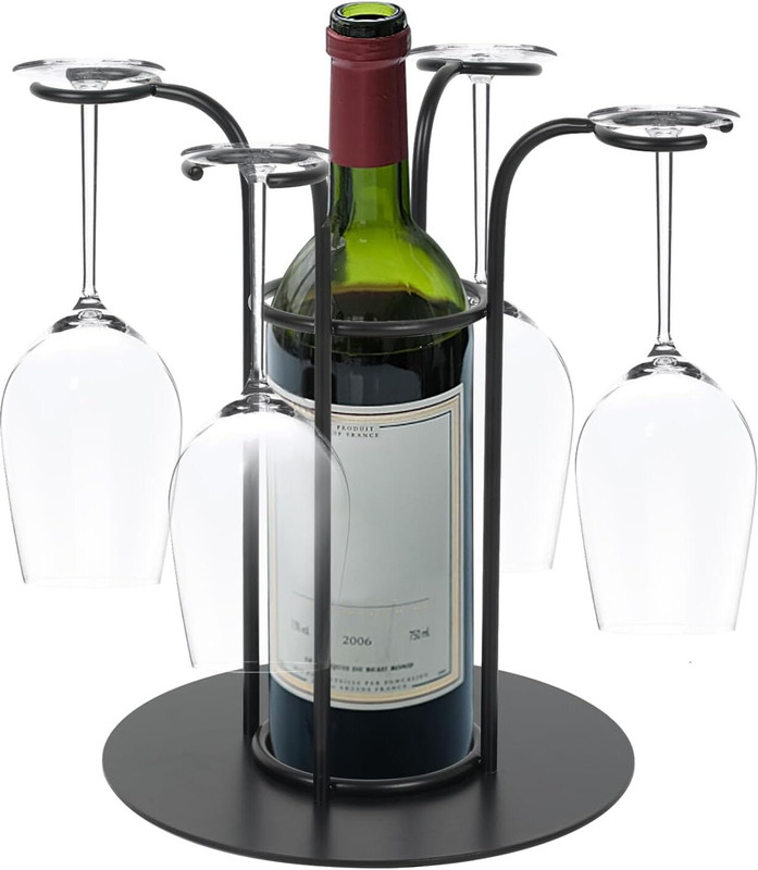 Bhoomidecoration Cocktail Tree Stand for 4 Glasses, Stainless Steel Wine Glass Racks Cast Iron Glass Holder