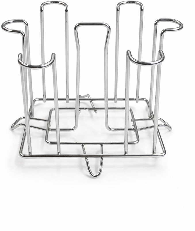 GURUDEVSTEEL Round Stainless Stand For Kitchen glass rack holder 6 Chrome Finish Steel Glass Holder
