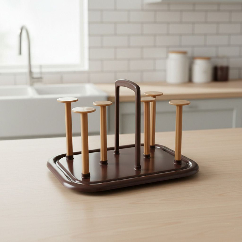 SARTHU Durable Cup Drying Rack for Kitchen & Dining Table Multicolor Plastic Glass Holder