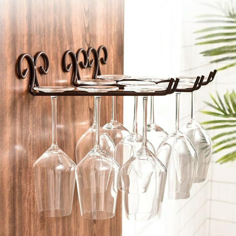 bhoomidcration Glass Holder Hanger Storage, Metal Organizer for , Under Cabinet (Pack of 1) Cast Iron Glass Holder