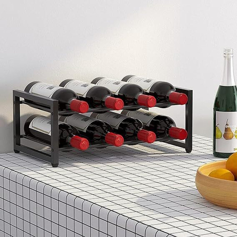 Indian Decor 20512 Classic 8 Bottle Wine Rack Countertop, Storage Wine Rack Iron Glass Holder