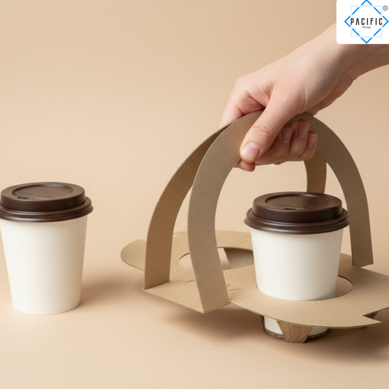 Pacific Designs Paper 2 Cup Holder Handle Paper Glass Holder