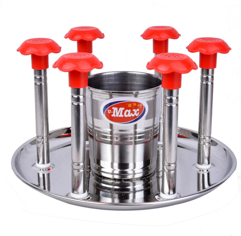 Umax U-MAX Stainless Steel Glass Stand & Spoon - Cutlery Stand/Holder for Kitchen Stainless Steel Glass Holder