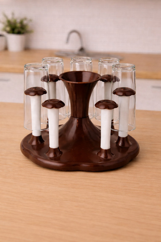 Cre8Kitchwere Plastice Glass and Spoon,CutleryHolder for 6 Glasses Stand for Kitchen Organizer Plastic Glass Holder
