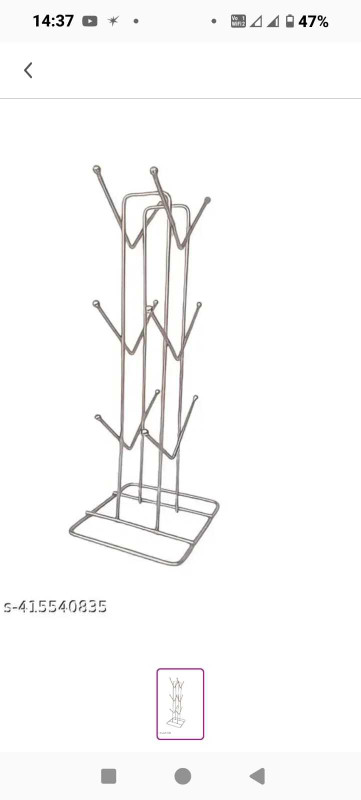 Silk Route 6-Cup Mug Tree Stand, Black Ceramic Cups with Chrome Metal Holder, Countertop Iron Glass Holder