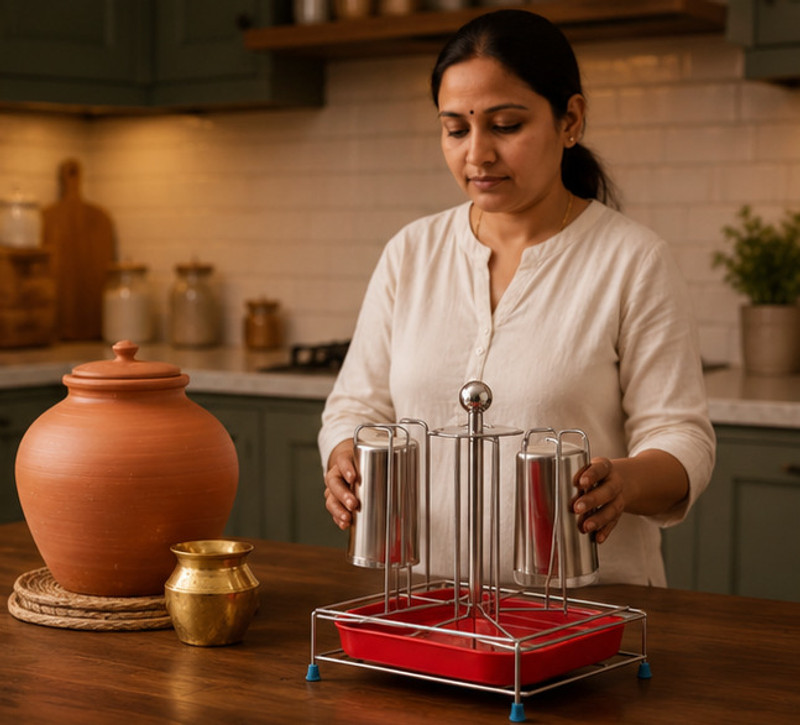 Harikishan Stainless Steel Glass Drying Rack for Dining Table and Kitchen Stainless Steel Glass Holder