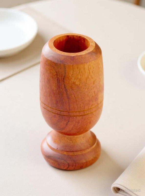 Vokin Biotech Ayurvedic Herbal Vijaysar Tumbler Brown Wooden Glass Holder