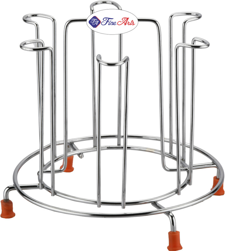 FineArts Stright Stainless Steel Glass Stand/Tumbler Holder/Glass Holder for Kitchen Stainless Steel Glass Holder