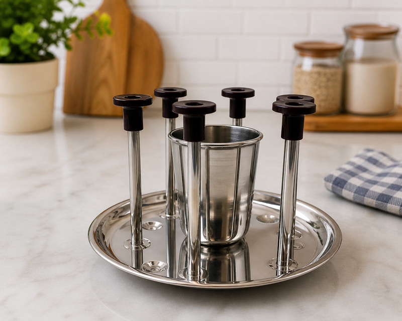 Jay Adhya Shakti Enterprise GS-SS-6Slot Stainless Steel Glass Holder