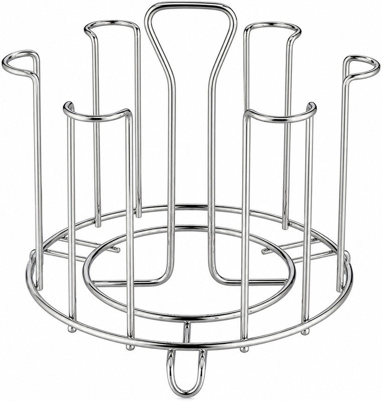 LIVIQEX Stainless Steel Round Glass Holder for 6 Glasses Stainless Steel Glass Holder