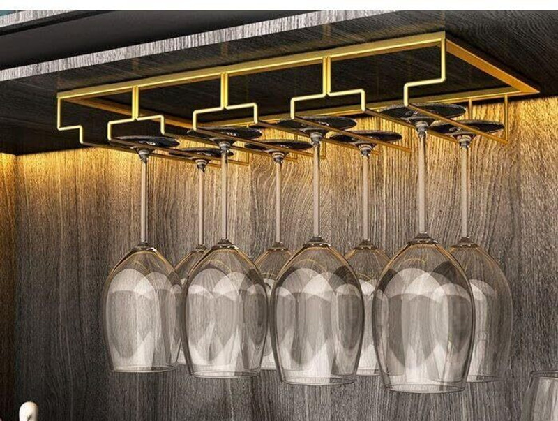 Bhoomidecoration Hanging Metal Wine Glass Rack/Holder Upside Down Glass Hanging Cast Iron Glass Holder