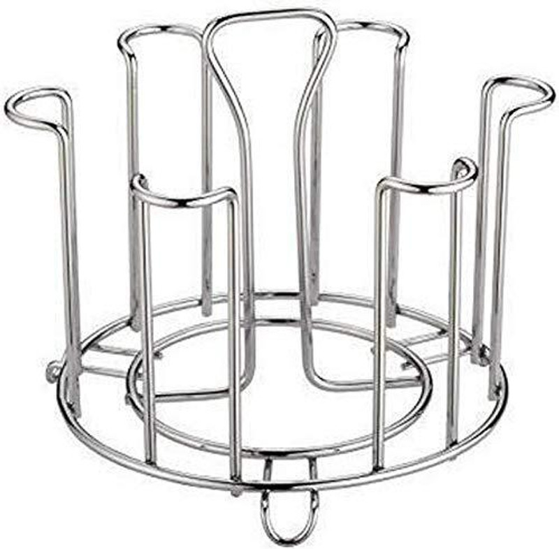 BUYCENTRIC Stainless Steel Glass Holder for 6 Glasses – Heavy Duty Glass Stand Stainless Steel Glass Holder