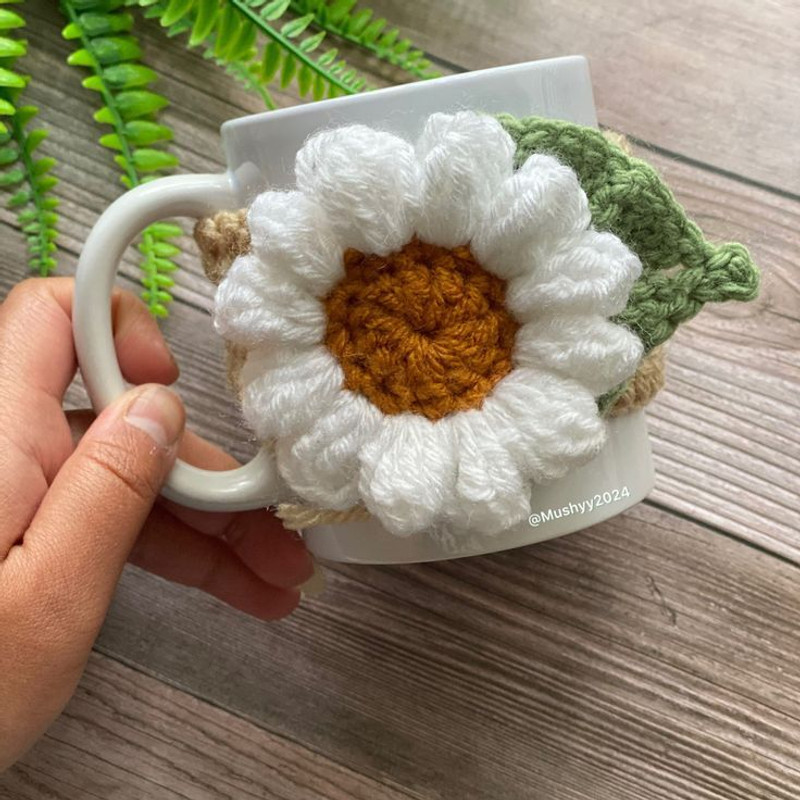 BloomingYarn Crochet Glass/ cup Holder Wool Glass Holder